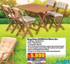 MEYA DEKOR MYB09 4+1 BİSTRO SET MASA SANDALYE